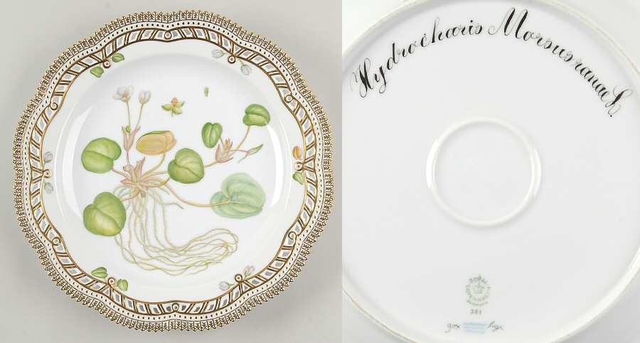 Flora Danica (1961 To Current) 11" Round Pierced Platter-Hydrocharis Morsus ranae