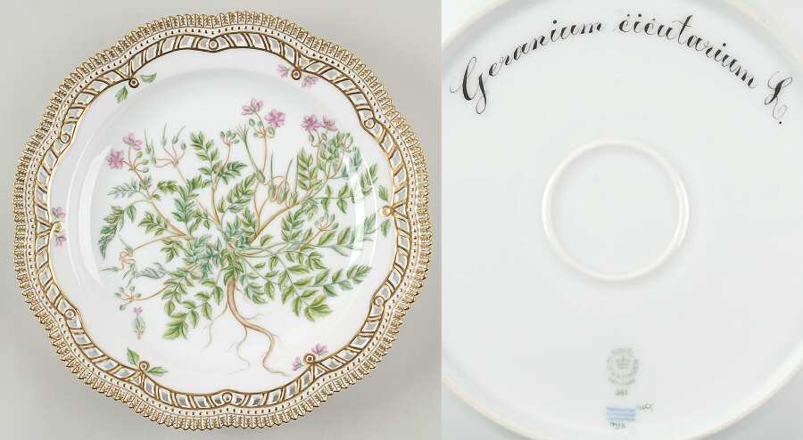 Flora Danica (1961 To Current) 11" Round Pierced Platter-Geranium cicutarium L