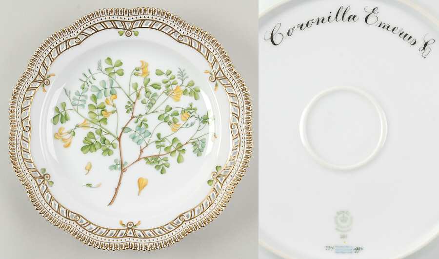 Flora Danica (1961 To Current) 11" Round Pierced Platter-Coronilla Emerus L