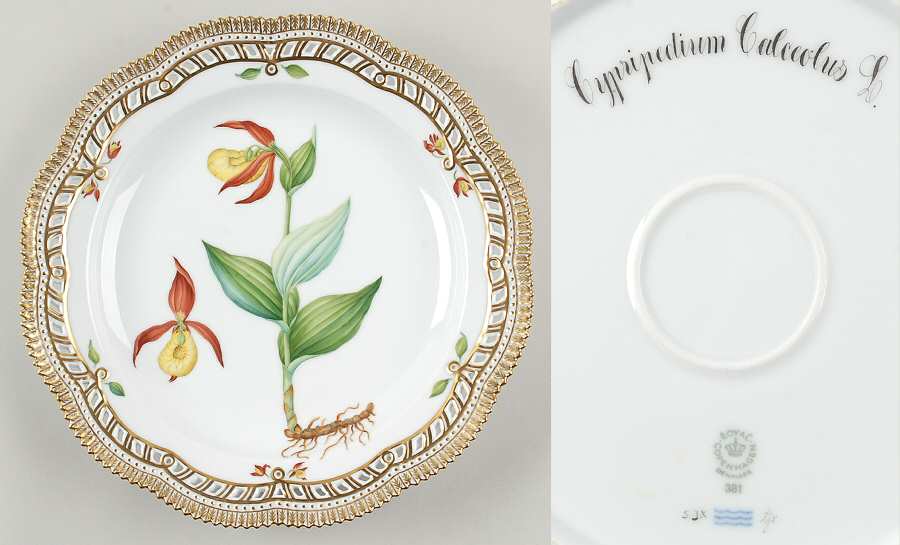 Flora Danica (1961 To Current) 11" Round Pierced Platter-Cypripedium Calceolus L