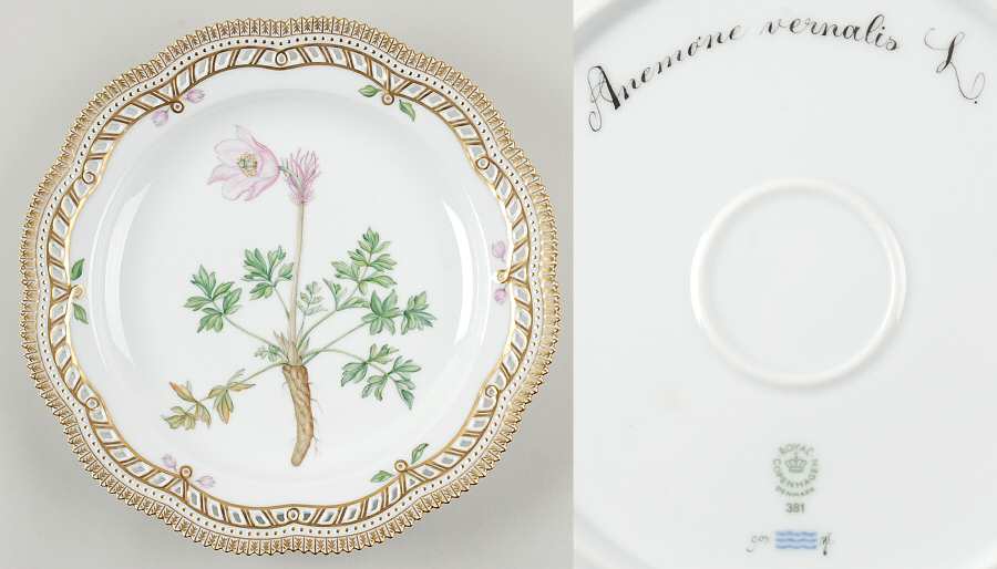 Flora Danica (1961 To Current) 11" Round Pierced Platter-Anemone vernalis L