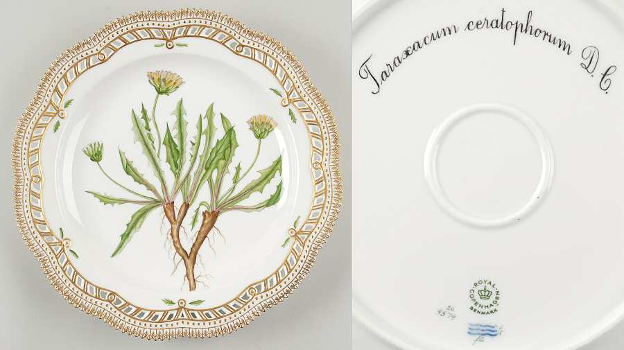 Flora Danica (1961 To Current) 11" Round Pierced Platter-Taraxacum ceratophorum D