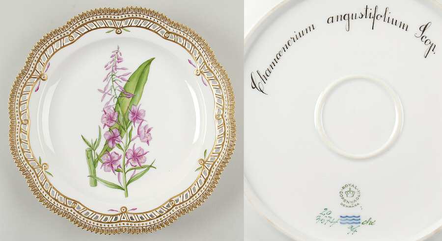 Flora Danica (1961 To Current) 11" Round Pierced Platter-Chamaenerium angustifol