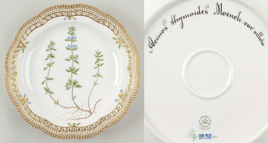 Flora Danica (1961 To Current) 11" Round Pierced Platter-Acinos thymoides Moench