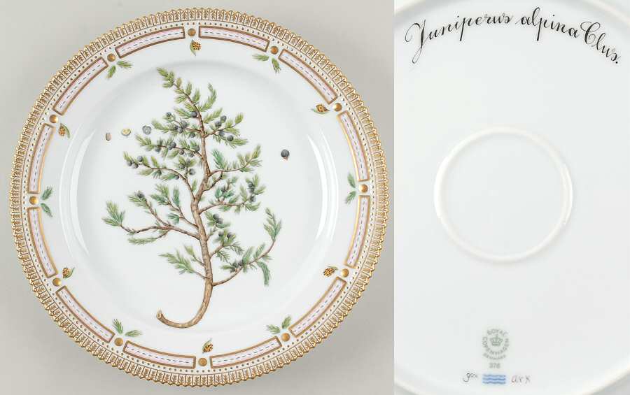 Flora Danica (1961 To Current) 11" Round Platter-Juniperus alpina Clus