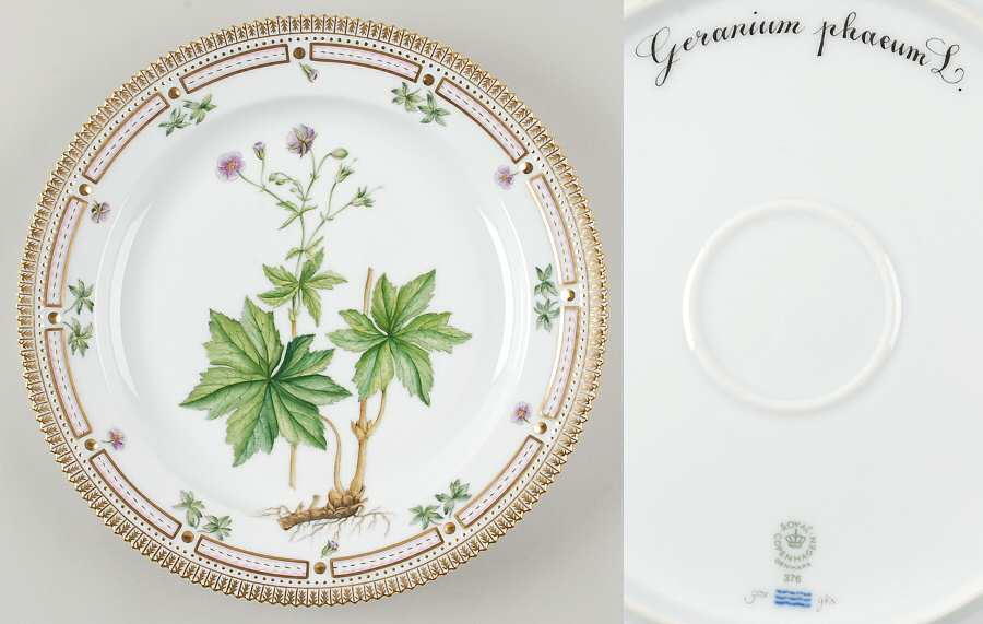 Flora Danica (1961 To Current) 11" Round Platter-Geranium phaeum L