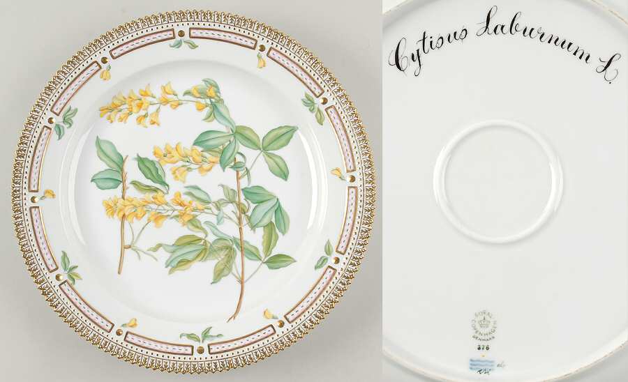 Flora Danica (1961 To Current) 11" Round Platter-Cytisus Laburnum L