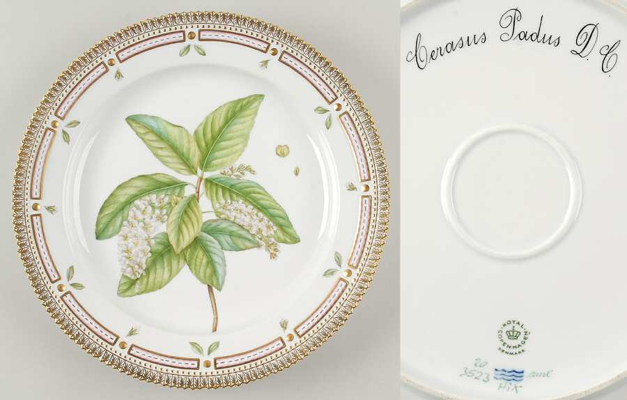 Flora Danica (1961 To Current) 11" Round Platter-Cerasus Padus D C