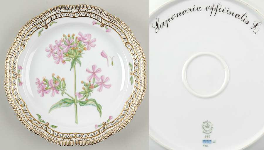 Flora Danica (1961 To Current) 10" Round Pierced Platter-Saponaria officinalis L