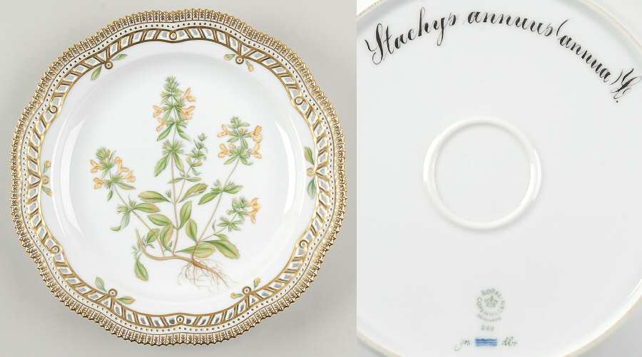 Flora Danica (1961 To Current) 10" Round Pierced Platter-Stachys annuus annua L