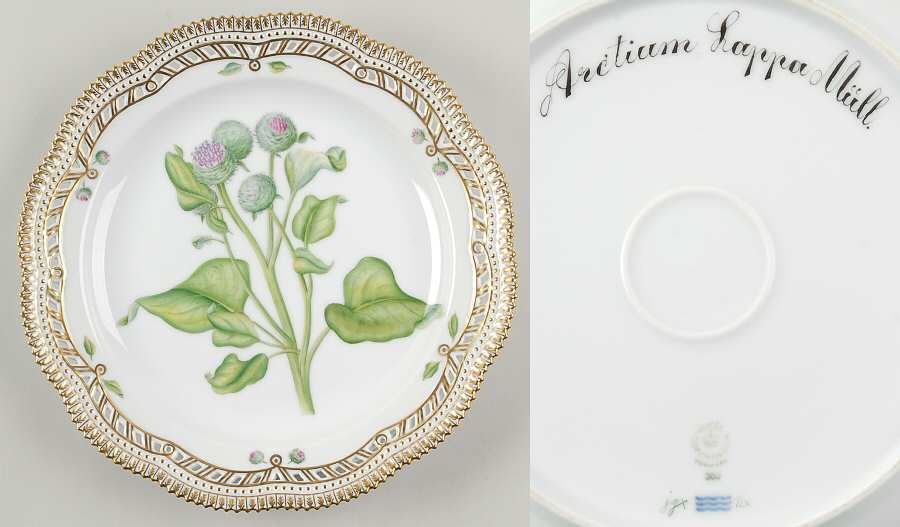 Flora Danica (1961 To Current) 10" Round Pierced Platter-Arctium Lappa Mull