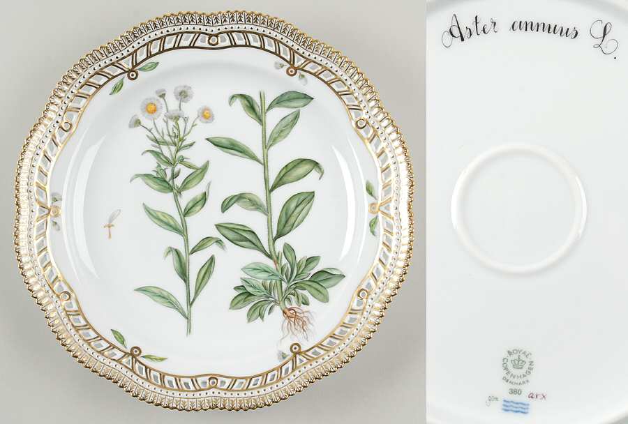 Flora Danica (1961 To Current) 10" Round Pierced Platter-Aster annuus L