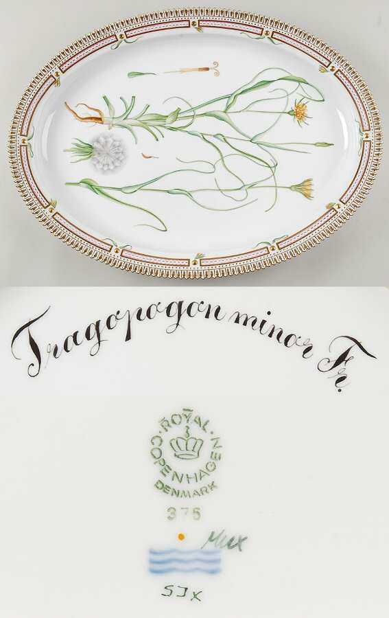 Flora Danica (1961 To Current) 20" Oval Serving Platter-Tragopogon minor Fr