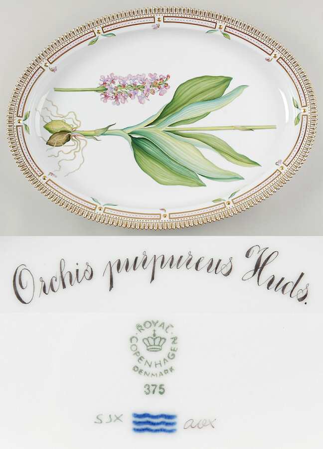 Flora Danica (1961 To Current) 20" Oval Serving Platter-Orchis purpureus Huds
