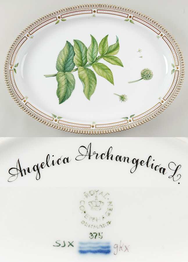 Flora Danica (1961 To Current) 20" Oval Serving Platter-Angelica Archangelica L