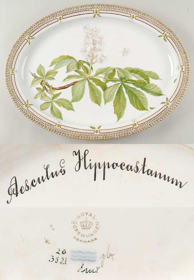 Flora Danica (1961 To Current) 20" Oval Serving Platter-Aesculus Hippocastanum