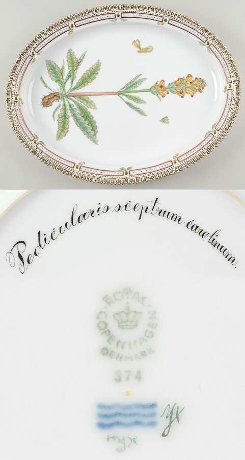 Flora Danica (1961 To Current) 18" Oval Serving Platter-Pedicularis sceptrum caro