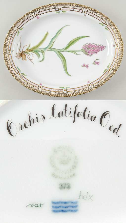 Flora Danica (1961 To Current) 15" Oval Serving Platter-Orchis latifolia Oed