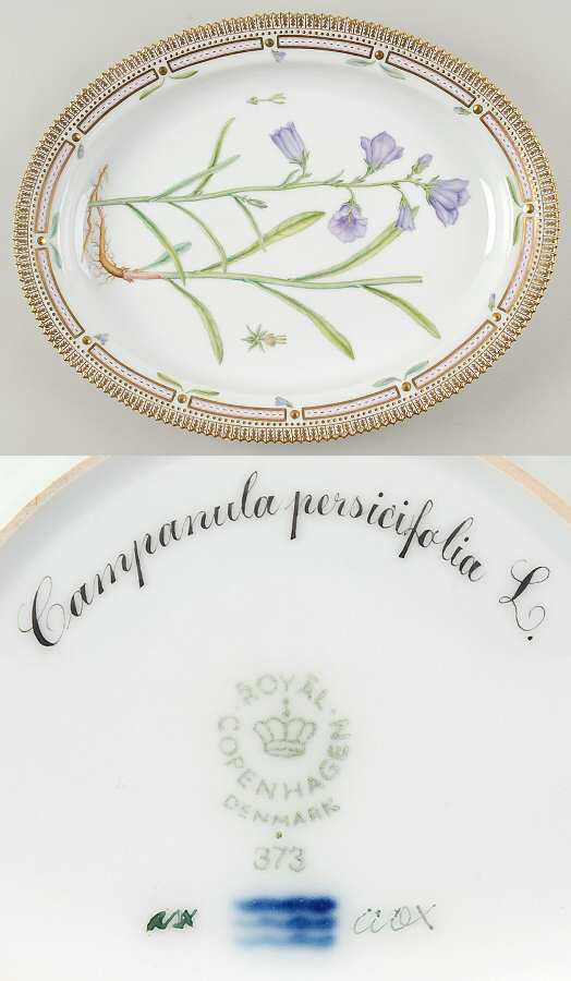Flora Danica (1961 To Current) 15" Oval Serving Platter-Campanula persicifolia L