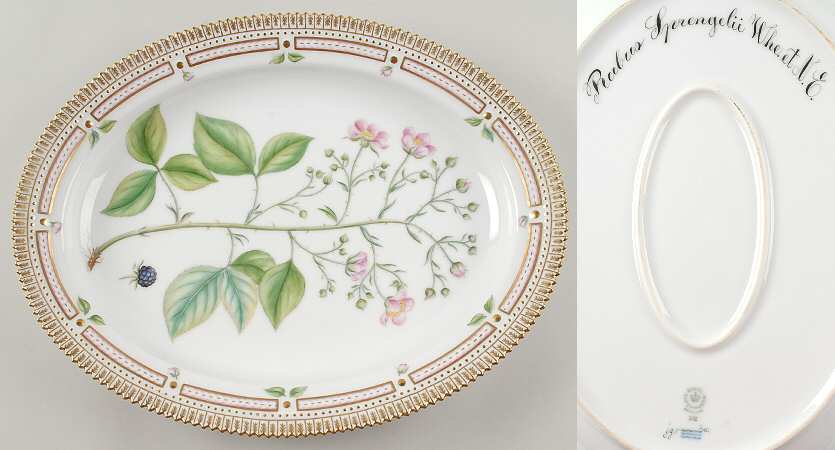 Flora Danica (1961 To Current) 14" Oval Serving Platter-Rubus Sprengelii Whe et N