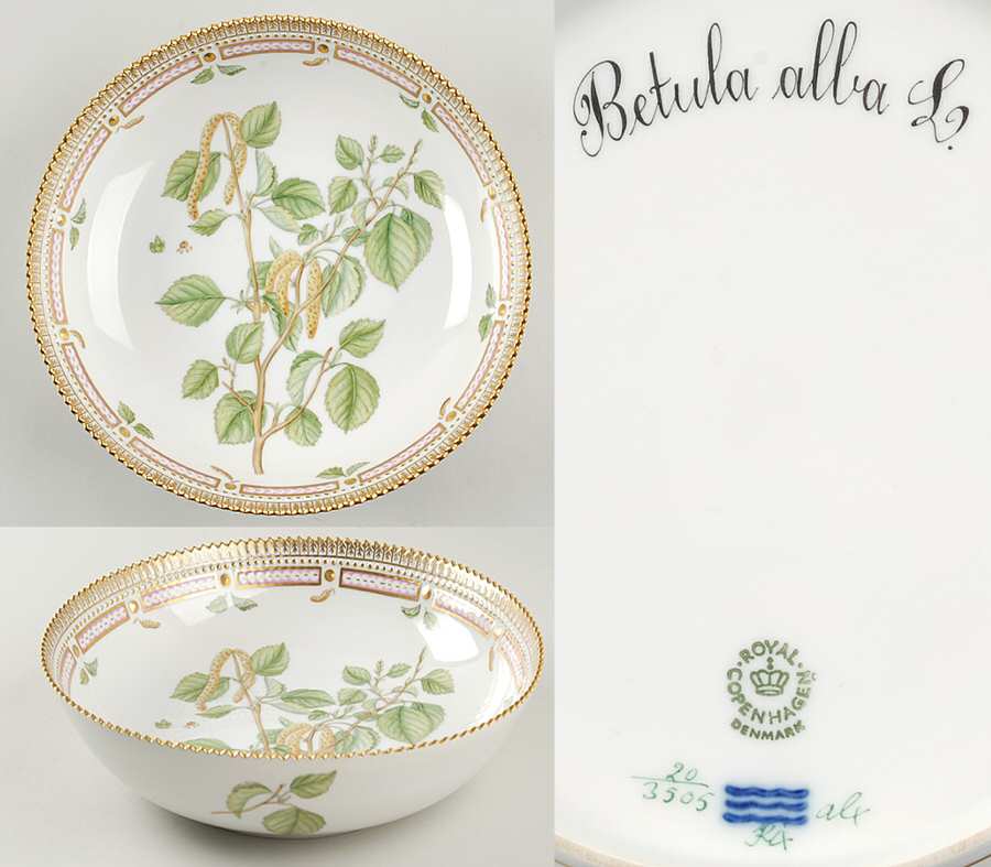 Flora Danica (1961 To Current) 10" Salad Serving Bowl-Betula alba L.