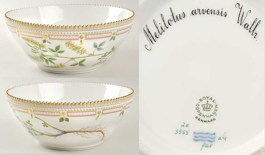 Flora Danica (1961 To Current) 9" Tapered Salad Serving Bowl-Melilotus arvensis W