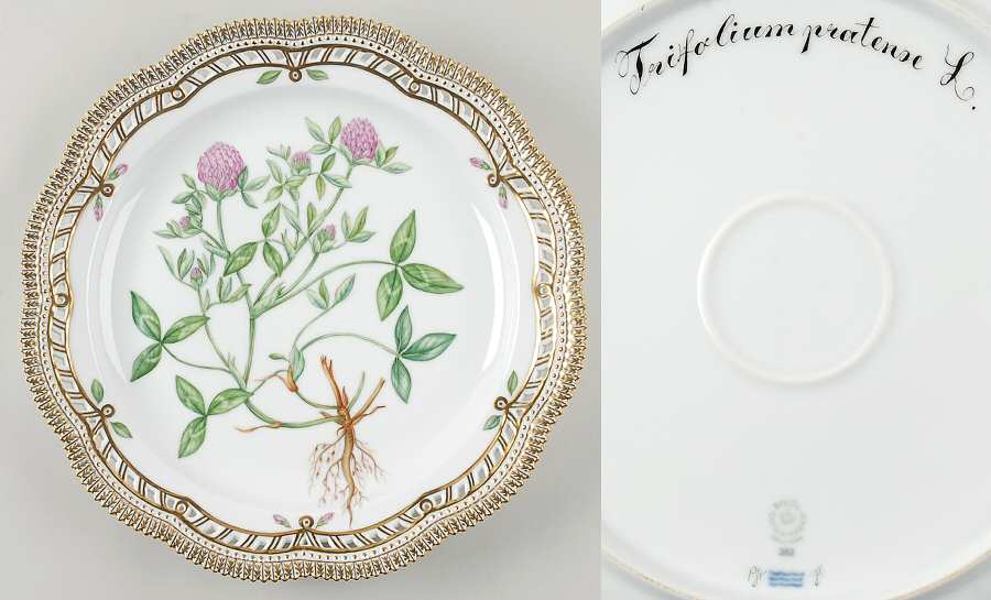 Flora Danica (1961 To Current) 13" Round Pierced Platter-Trifolium pratense L