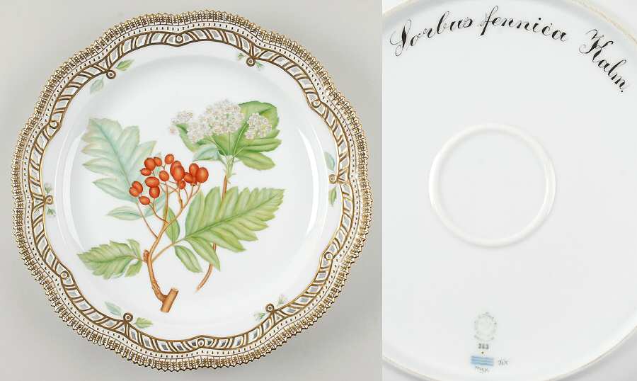 Flora Danica (1961 To Current) 13" Round Pierced Platter-Sorbus fennica Kalm