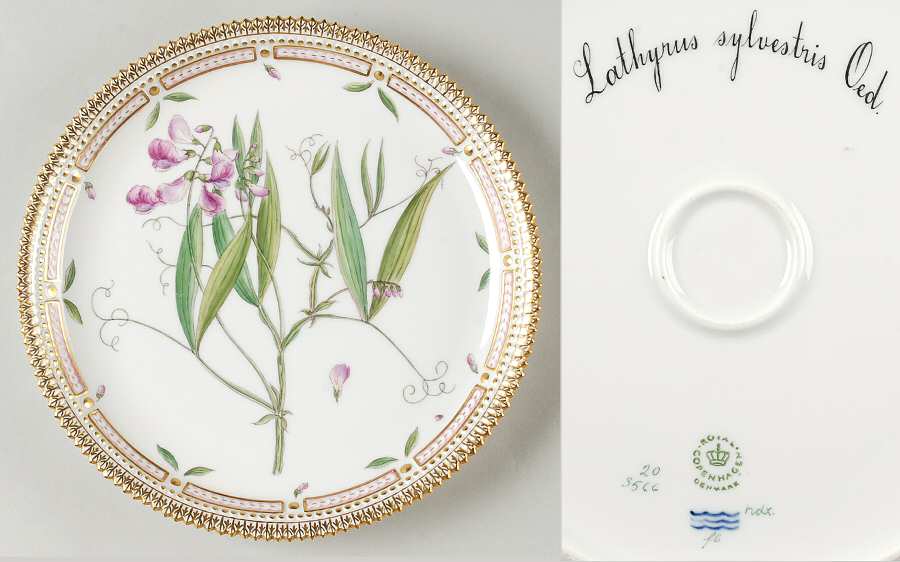 Flora Danica (1961 To Current) 9" Round Tray-Lathyrus sylvestris Oed