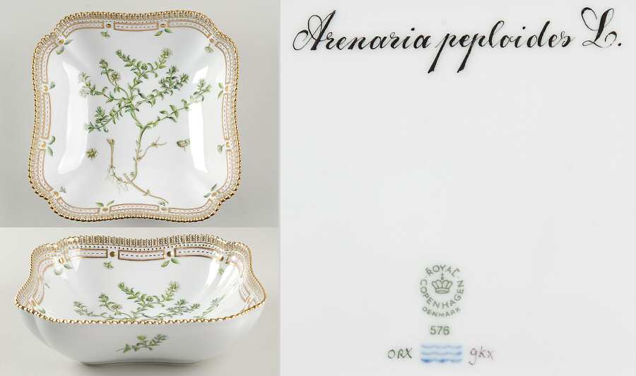 Flora Danica (1961 To Current) 8" Square Salad Serving Bowl-Arenaria peploides L