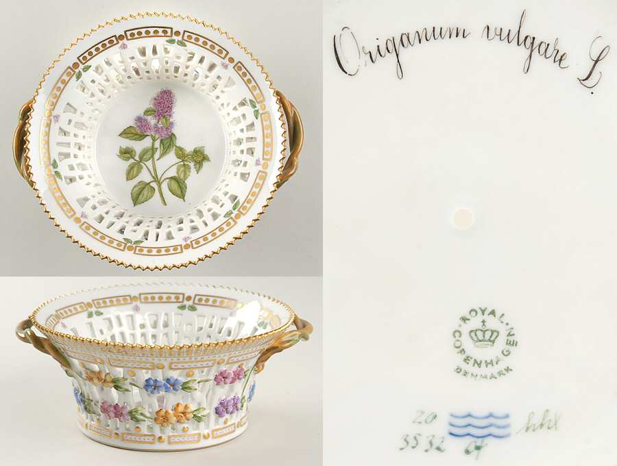 Flora Danica (1961 To Current) 7" Round Fruit Basket-Origanum vulgare L