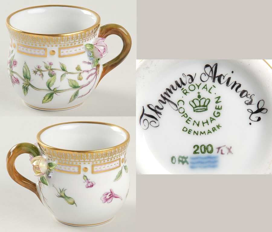 Flora Danica (1961 To Current) Mustard Pot-No Lid-Thymus Acinos L
