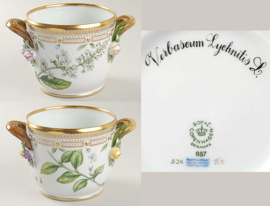 Flora Danica (1961 To Current) Small Round Wine Cooler/Cache Pot-Verbascum Lychni