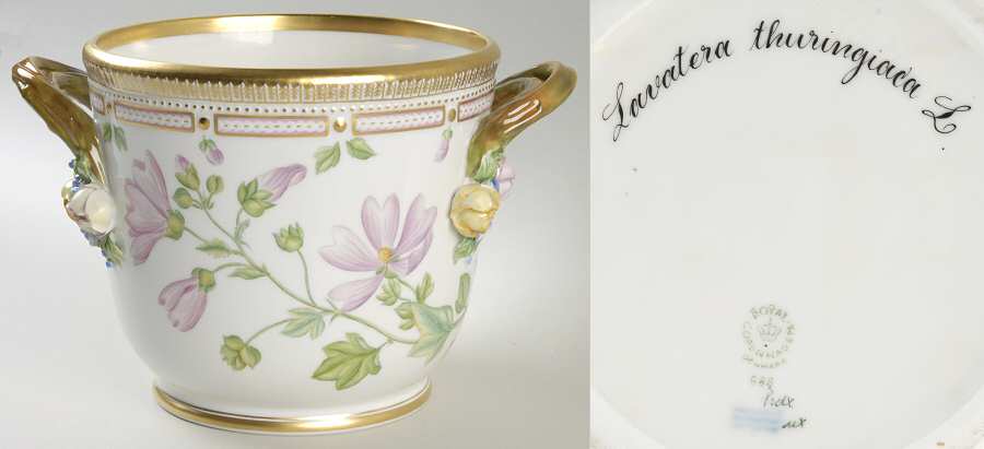 Flora Danica (1961 To Current) Large Round Wine Cooler/Cachepot-Lavatera thuringi