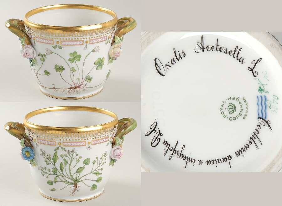 Flora Danica (1961 To Current) Small Round Wine Cooler/Cache Pot-Oxa Ace, Coch da