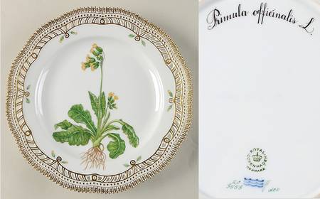 Flora Danica (1961 To Current) 10" Pierced Dinner Plate/Fruit Std-Primula offici