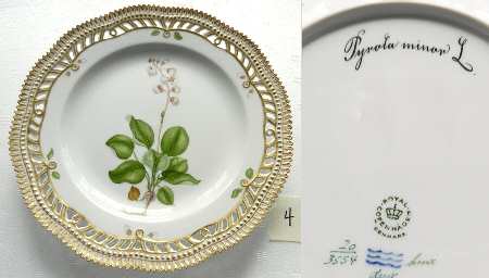 Flora Danica (1961 To Current) 9" Pierced Luncheon Plate/Fruit Std-Pyrola minor L