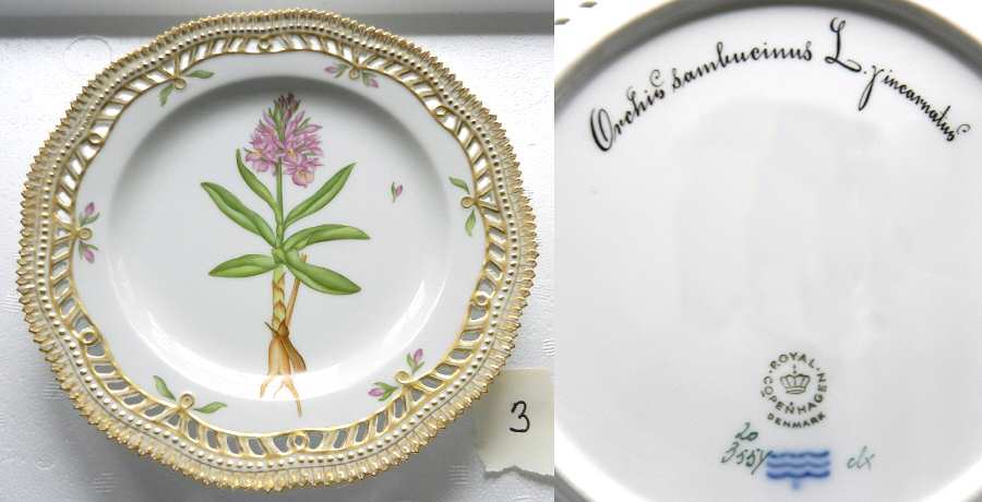 Flora Danica (1961 To Current) 9" Pierced Luncheon Plate/Fruit Std-Orchis sambuci
