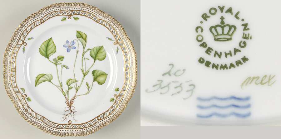 Flora Danica (1961 To Current) 10" Pierced Dinner Plate/Fruit Std-Viola canina Ho