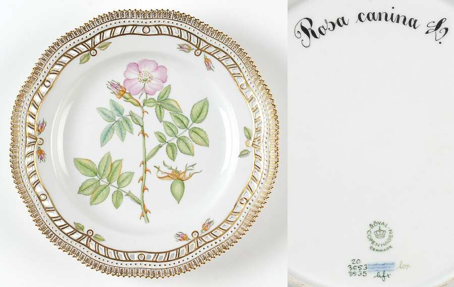 Flora Danica (1961 To Current) 10" Pierced Dinner Plate/Fruit Std-Rosa canina L