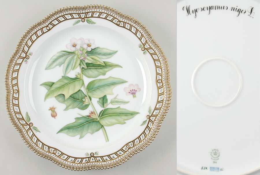 Flora Danica (1961 To Current) 14" Round Pierced Platter-Hyoscyamus niger L