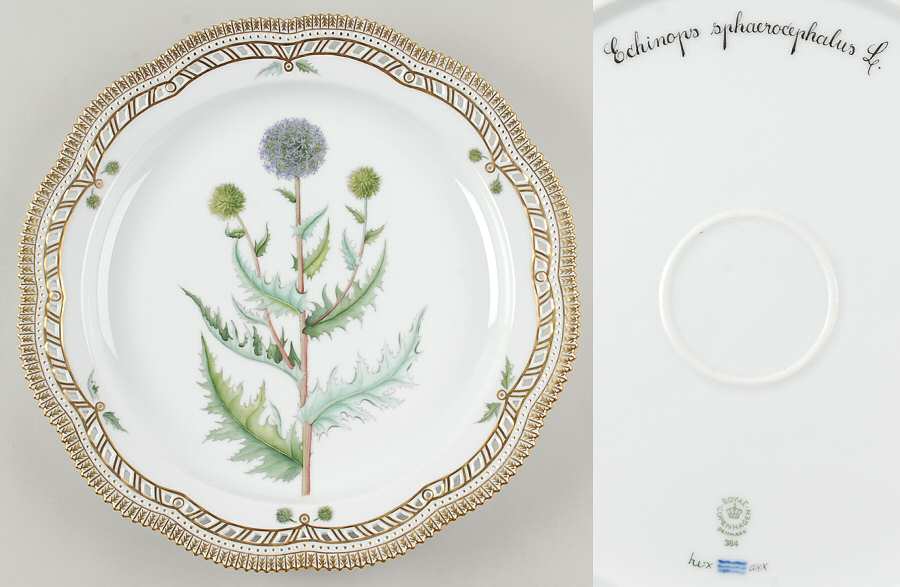 Flora Danica (1961 To Current) 14" Round Pierced Platter-Echinops sphaerocephalus