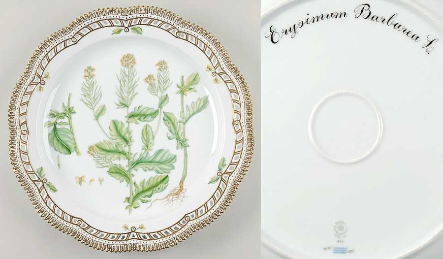 Flora Danica (1961 To Current) 14" Round Pierced Platter-Erysimum Barbarea L