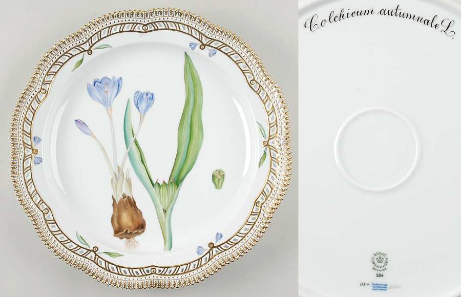 Flora Danica (1961 To Current) 14" Round Pierced Platter-Colchicum autumnale L