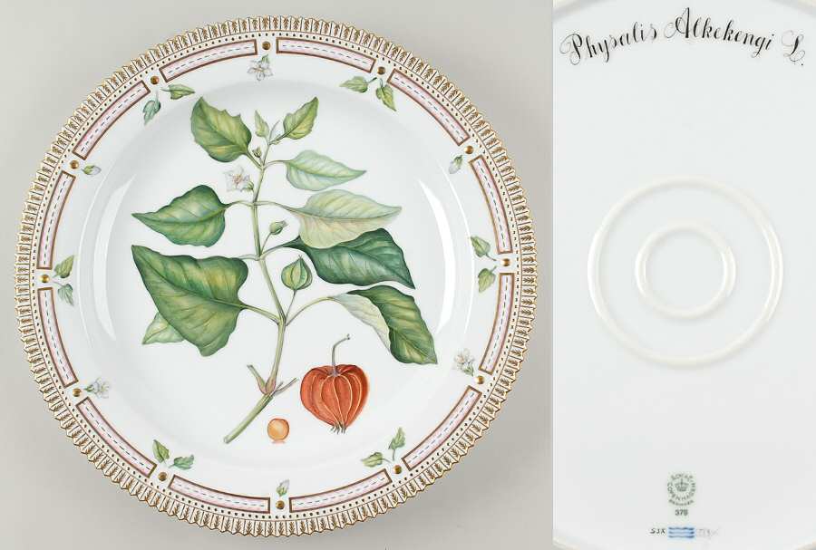 Flora Danica (1961 To Current) 15" Round Platter-Physalis Alkekengi L
