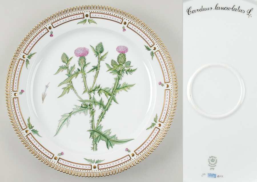 Flora Danica (1961 To Current) 14" Round Platter-Carduus lanceolatus L