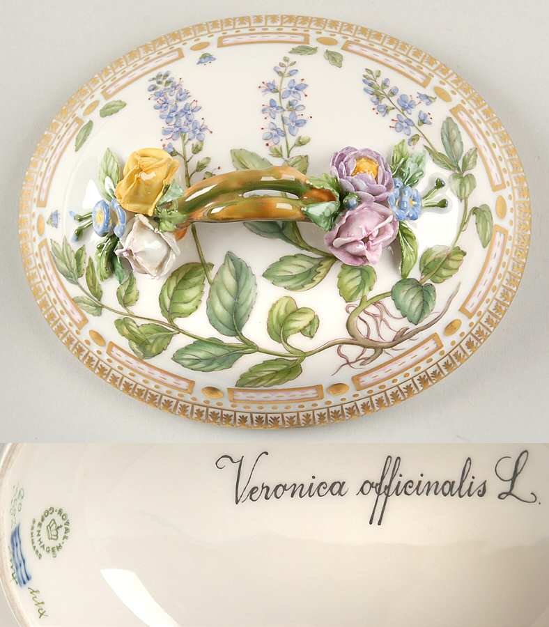 Flora Danica (1961 To Current) Lid for Large Sugar Bowl-Veronica officinalis L