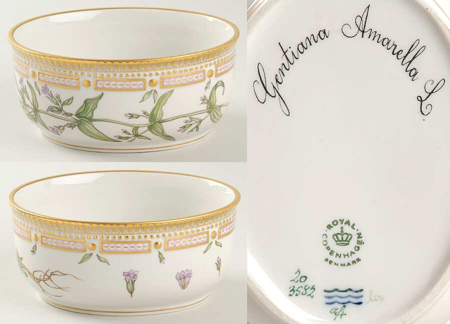 Flora Danica (1961 To Current) Large Sugar Bowl No Lid-Gentiana Amarella L