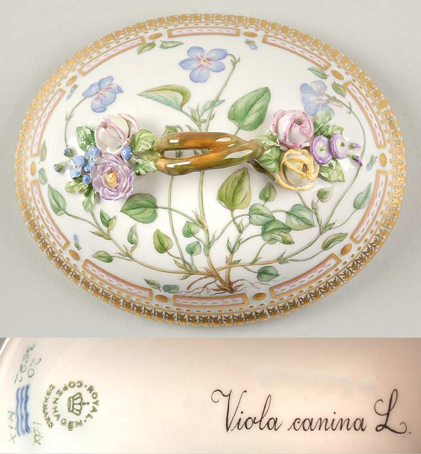 Flora Danica (1961 To Current) Lid for Large Sugar Bowl-Viola canina L