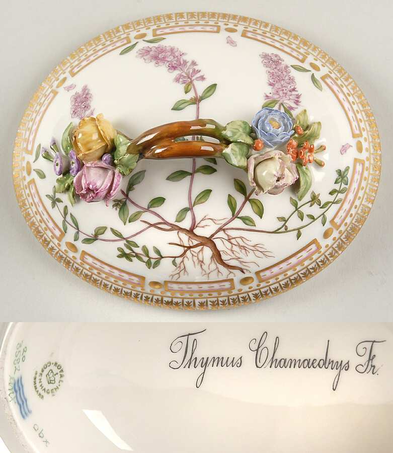Flora Danica (1961 To Current) Lid for Large Sugar Bowl-Thymus Chamaedrys Fr